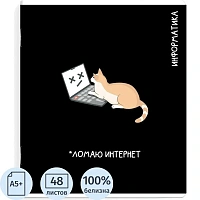 Тетрадь предметная по информатике Феникс+ Коты мемы А5+ 48 листов в клетку TWIN лак