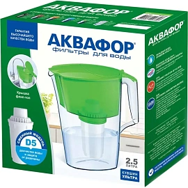 Фильтр-кувшин для очистки воды Аквафор Ультра P87А5F 2.5 л зелёный (512087)