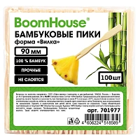Шпажки-пики для канапе бамбуковые, ВИЛКА 9 см, 100 шт., BOOMHOUSE (БУМХАУС), 701977