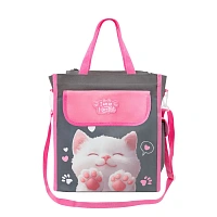 Сумка шоппер BRAUBERG KIDS для занятий, с дополнительными карманами, плечевой ремень, "Кот-мурлыка", 274651