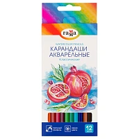 Карандаши акварельные Гамма "Классические", 12цв., шестигранные, заточен., картон. упак., европодвес