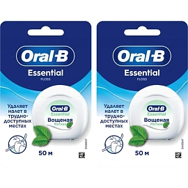 Зубная нить ORAL-B EssentFloss вощ мят 2x50м уп МП