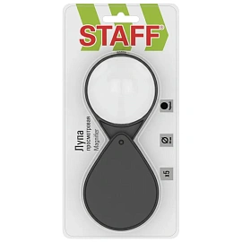 Лупа просмотровая STAFF, диаметр 60 мм, увеличение 5, складная, 458675