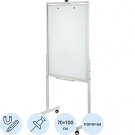 Флипчарт магнитно-маркерный/пробковый Комус 70x100 см двухсторонний на роликах