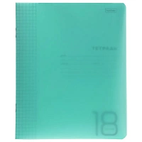 Тетрадь обложка пластик, 18 л., клетка, HATBER, зеленая, 095820, 18Т5В1