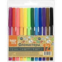 Фломастеры Выбор есть Отличник 12 цветов с вентилируемыми колпачками смываемые