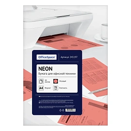 Бумага цветная OfficeSpace "Неон" А4, 75г/м2, 50л. (розовый)