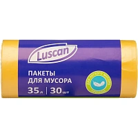 Мешки для мусора Luscan 35 л жёлтые (ПНД 8 мкм, 30 штук)