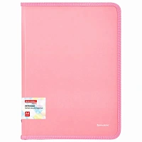Папка объемная на молнии пластиковая BRAUBERG PASTEL, А4, 330х240 мм, 600 мкм, цвет персиковый, 271972