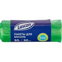 Мешки для мусора Luscan Bio 30 л зелёные (ПНД 10 мкм, 30 штук)
