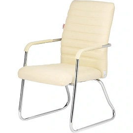 Конференц-кресло Комус Мебель (Easy Chair) 806 бежевое (экокожа, металл хромированный)