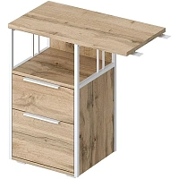 Тумба приставная Комус Мебель K-Loft 241T010 (дуб натуральный/белый, 750х405х752 мм, 2 ящика)
