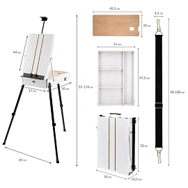 Этюдник-мольберт облегченный, холст до 82 см, белый, ALLIATO (АЛЛИАТО), 192757