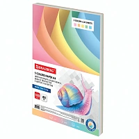 Бумага цветная BRAUBERG, А4, 80 г/м2, 100 л. (5 цветов х 20 листов), пастель, для офисной техники, 112460