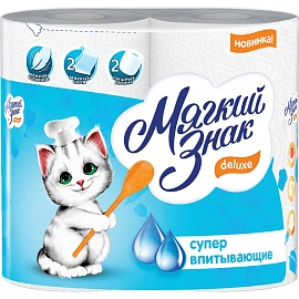Полотенца бумажные Мягкий знак Deluxe 2-слойные белые 2 рулона по 10 метров
