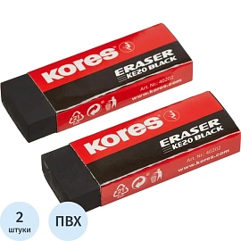 Ластик Kores ПВХ прямоугольный 60x21x10 мм (2 штуки в упаковке)