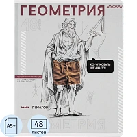 Тетрадь предметная по геометрии Феникс+ А5+ 48 листов с рисунком в клетку УФ-выборочный глянцевый лак
