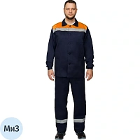 Костюм рабочий летний мужской л16-КБР с СОП синий/оранжевый (размер 104-108 (52-54), рост 170-176)