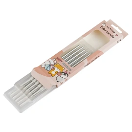 Свечи для торта с держателями MESHU "Straight silver", 14см, 10шт