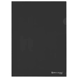 Папка-уголок прозрачная А4 BRAUBERG UNIVERSAL, черная, 0,10 мм, со штрихкодом, 273046