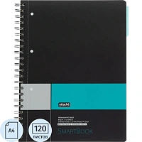 Бизнес-тетрадь Attache Selection Smartbook А4 120 листов чёрная в клетку на спирали с разделителями