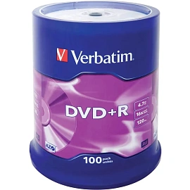 Диск DVD+R Verbatim 4.7 ГБ 16x cake box 43551 (100 штук в упаковке)