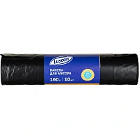 Мешки для мусора Luscan 160 л чёрные (ПВД 80 мкм, 10 штук)