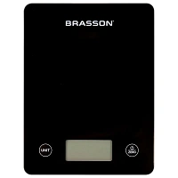 Весы кухонные УМНЫЕ BRASSON (БРАССОН) KS-22D, до 10 кг, КБЖУ, приложение, стекло, черные, 458446