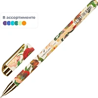 Ручка шариковая неавтоматическая Bruno Visconti Flora Bloom Flowers синяя корпус soft touch (толщина линии 0.38 мм)