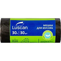 Мешки для мусора Luscan 30 л чёрные (ПНД 10 мкм, 30 штук)