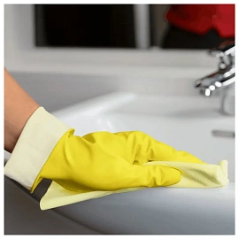 Перчатки латексные Vileda Professional с хлопковым напылением желтые (размер 7, S, 174369)