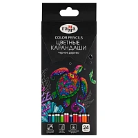 Карандаши цветные Гамма "Классические", 24цв., черное дерево,заточен., картон. упак., европодвес
