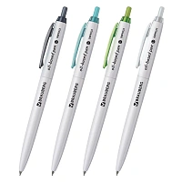 Ручка шариковая масляная автоматическая BRAUBERG "Sky White", СИНЯЯ, клип ассорти, узел 0,7 мм, линия письма 0,35 мм, 142950
