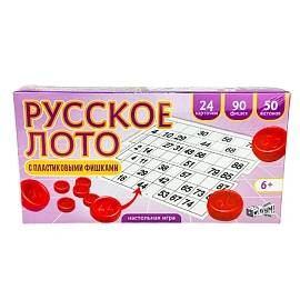 Русское лото классическое с пластиковыми бочонками, в картонной упаковке, РУССКИЙ СТИЛЬ, 03094