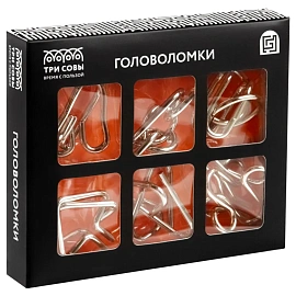 Набор металлических головоломок ТРИ СОВЫ, 6шт., картонная коробка