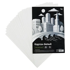 Картон белый А4, BG, 24 л., мелованный, в пакете