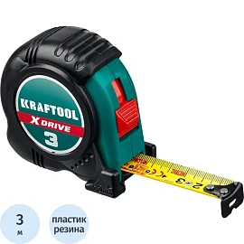 Рулетка строительная Kraftool X-Drive 3 м x 19 мм в прорезиненном корпусе (34122-03-19_z02)
