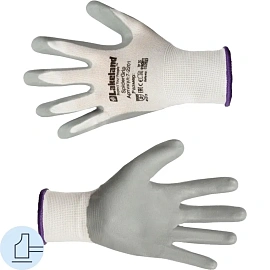 Перчатки рабочие защитные Lakeland SpiderGrip 7-2201 полиэфирные с нитриловым покрытием бело-серые (13 класс, размер L, 5 пар в упаковке, 2201)