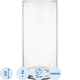 Ваза для цветов Muza Cylinder прозрачная (высота 25 см)