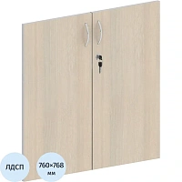 Двери низкие Комус Мебель Easy Standard ЛДСП с замком (светлый дуб/серый, 768х760 мм, 2 штуки)