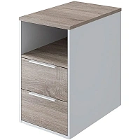 Тумба приставная Комус Мебель K-Loft 241T001 (дуб сонома тёмный/белый, 436х670х752 мм, 2 ящика)
