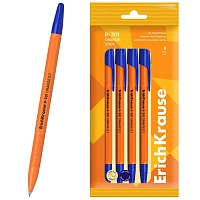 Ручки шариковые ERICH KRAUSE R-301 "Stick Orange", СИНИЕ, набор 8 штук, 0,7 мм, 56614