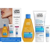 Подарочный набор Librederm Cerafavit Базовый уход (масло для душа, бальзам для лица и тела, 2x100 мл и бальзам для губ, 12 мл)