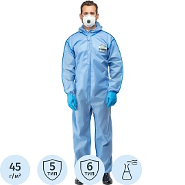 Комбинезон ограниченного срока использования с капюшоном Lakeland SafeGard 76 синий 45 г/кв.м (размер 60-62, XХXL, ESB428)