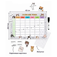 Расписание уроков с маркером, набором карточек и липучек в комплекте А3 BG "Пиши-стирай. Коты и мемы
