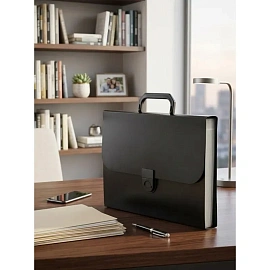 Портфель-картотека пластиковая Attache А4 чёрная (37x27x3 см, 12 отделений)