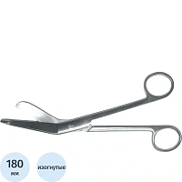 Ножницы медицинские Медплант изогнутые тупоконечные для разрезания повязок 180 мм