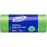 Мешки для мусора Luscan 60 л зелёные (ПНД 10 мкм, 30 штук)