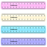 Набор линеек пластиковых 15 см, набор 4 шт., ERICH KRAUSE "Pastel", ассорти, 49558