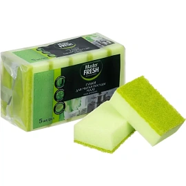 Губка для посуды Master FRESH поролон 9.2x6.2 см с абразивным слоем (5 штук в упаковке)